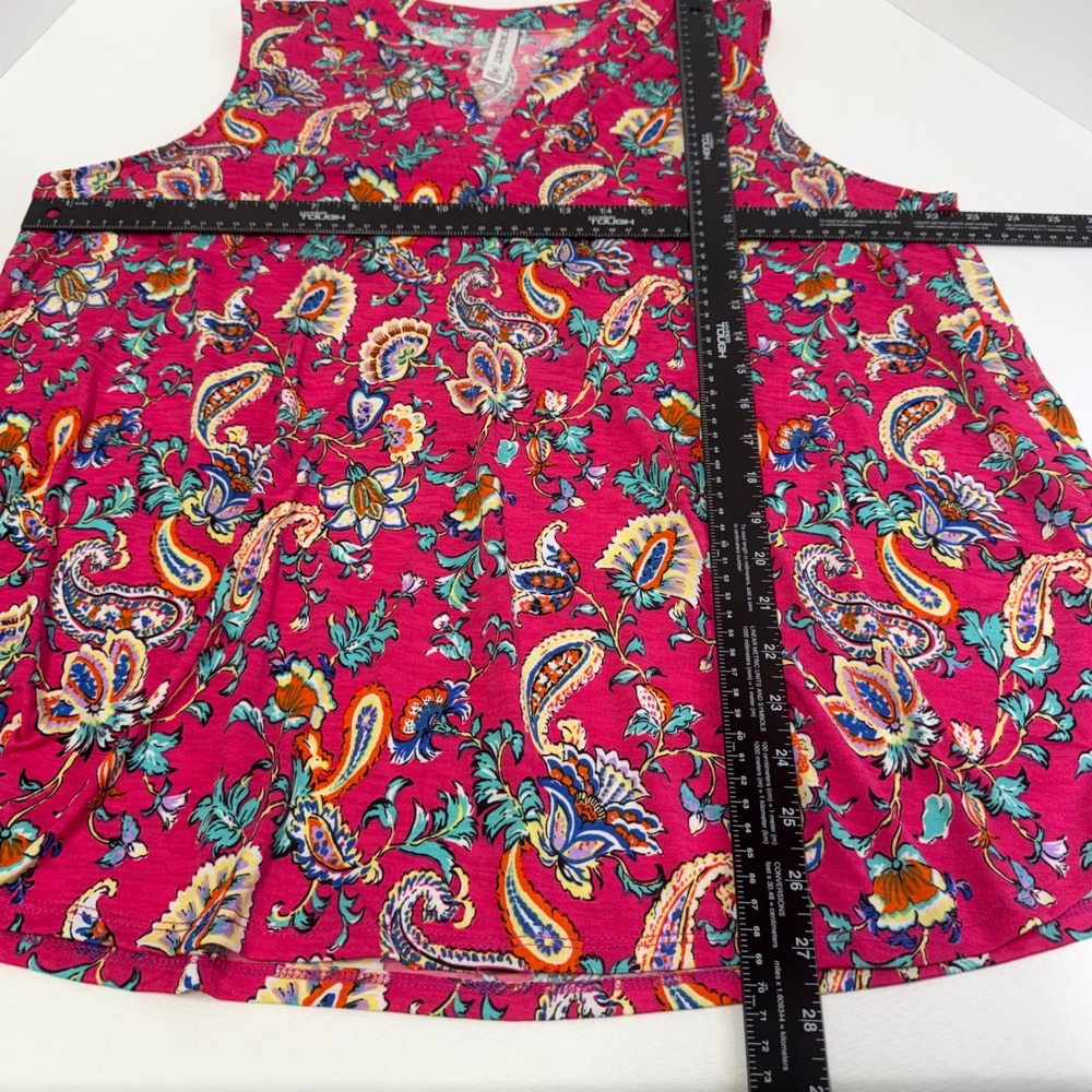 Dear Scarlett Tank Top Womens 2X Pink Paisley Floral Blouse NWT Office Boho - Picture 5 of 7
